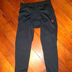 *bogo* Spyder Mens Black Compression/running Pants with Red Logo